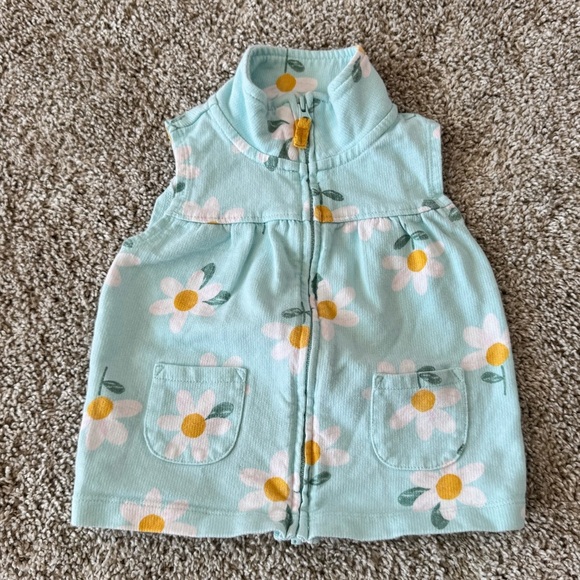 Carter’s Baby Girl Floral  Zip-Up Vest Spring Vest Sunflower- Size 18 Months - Picture 2 of 6